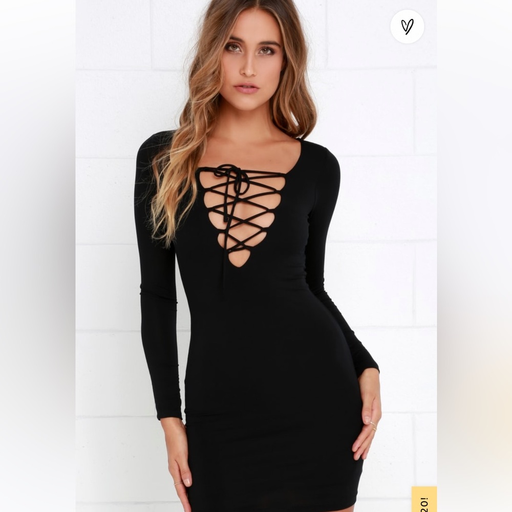 Lulu’s Lace Up Black Dress